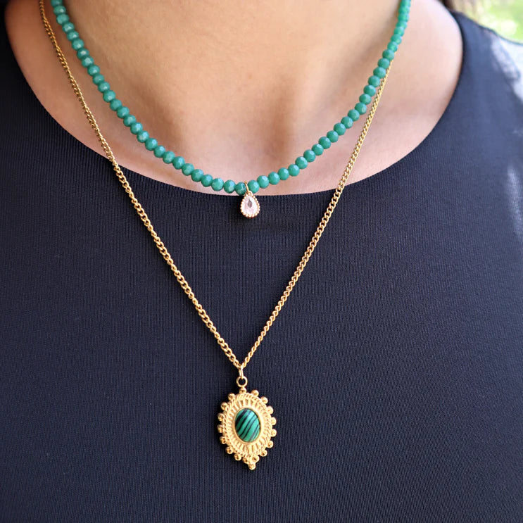 Collier ATMAN - Doré et Vert - Fervido