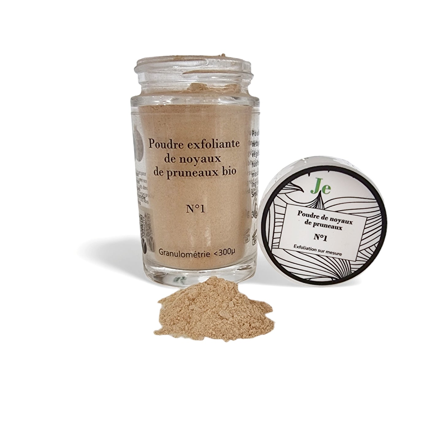 Poudre exfoliante de noyaux de pruneaux