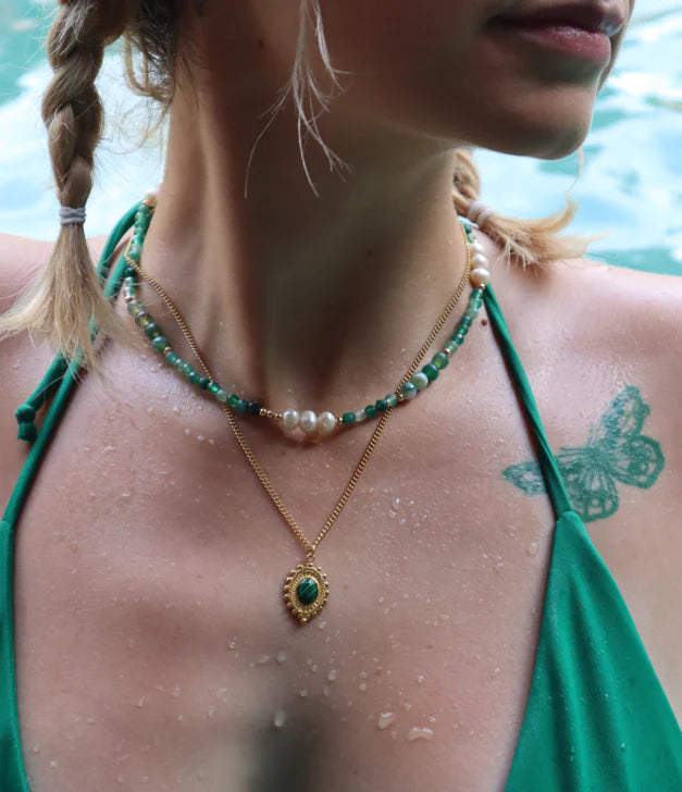 Collier ATMAN - Doré et Vert - Fervido