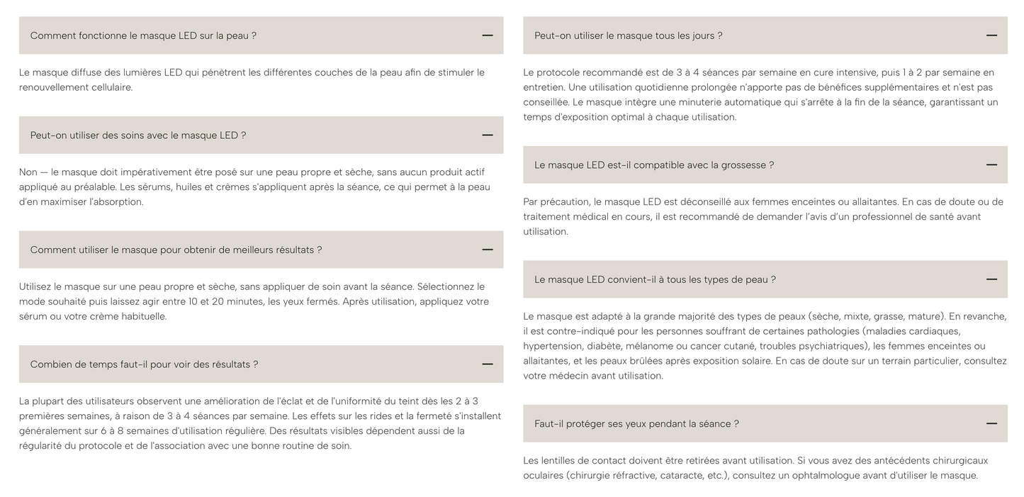 Masque Led Visage - Minima[liste]